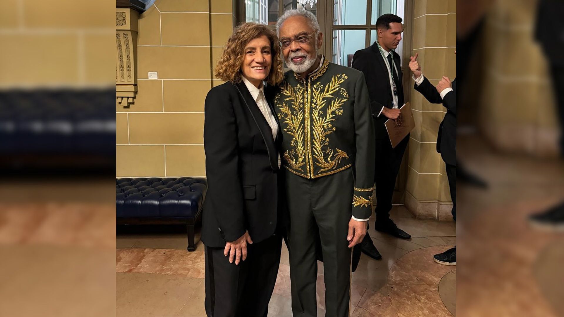 Míriam Leitão e Gilberto Gil na ABL | Foto: reprodução/Instagram